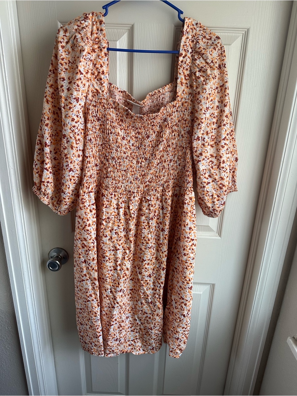 Floral Smocked Puff-Sleeve Dress 1X
